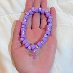 Purple and lavender bracelet | Gummy bear charm | stretchy, elastic string